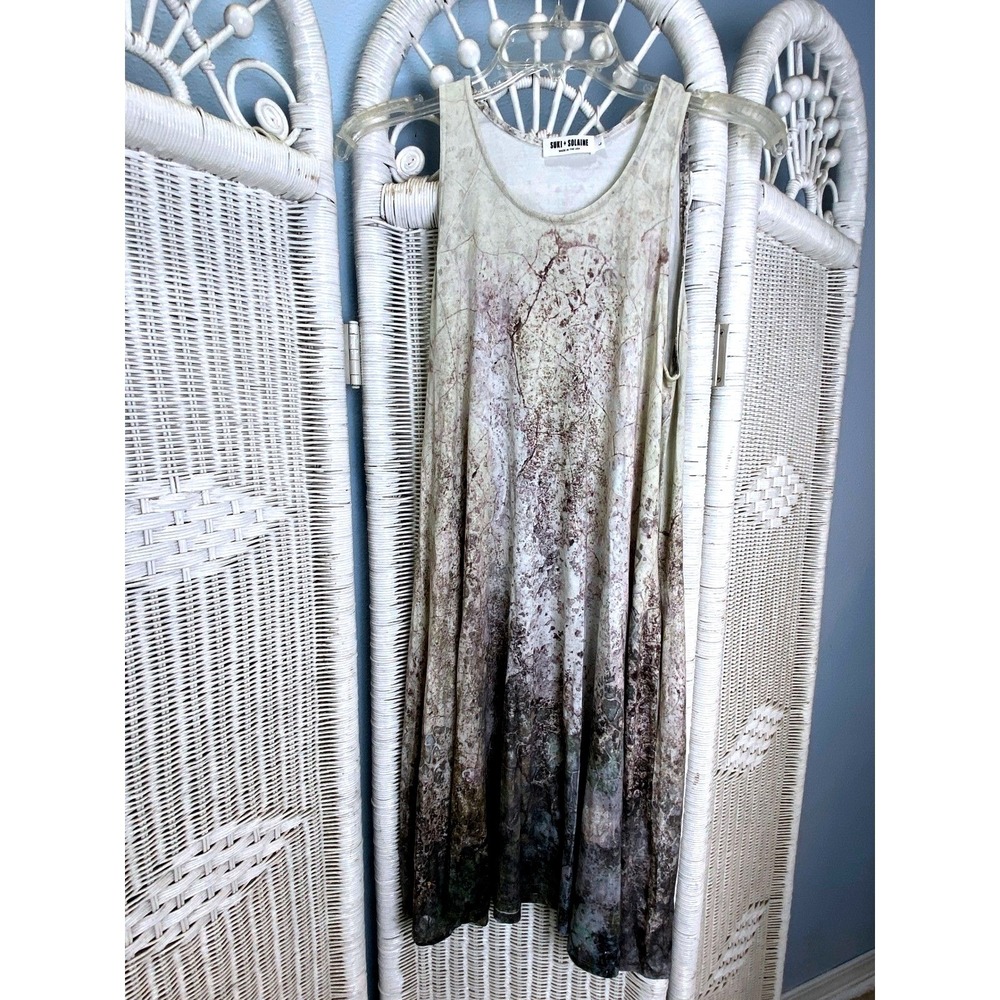 Suki + Solaine Abstract Ombre Swing Midi Dress Made in USA Artistic Minimalist L - Picture 6 of 12